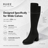 image:imageRuiee Extra Wide Calf Heeled Knee High Boots for Women  XWide Calf True Wide Width Gogo Boots Chunky Heeled Plus Size Classic VersatileBlack Mf 370