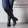 image:imageRuiee Extra Wide Calf Heeled Knee High Boots for Women  XWide Calf True Wide Width Gogo Boots Chunky Heeled Plus Size Classic VersatileBlack Pu 370
