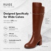 image:imageRuiee Extra Wide Calf Heeled Knee High Boots for Women  XWide Calf True Wide Width Gogo Boots Chunky Heeled Plus Size Classic VersatileBrown Pu 370