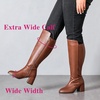 image:imageRuiee Extra Wide Calf Heeled Knee High Boots for Women  XWide Calf True Wide Width Gogo Boots Chunky Heeled Plus Size Classic VersatileBrown Pu 370