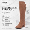 image:imageRuiee Extra Wide Calf Heeled Knee High Boots for Women  XWide Calf True Wide Width Gogo Boots Chunky Heeled Plus Size Classic VersatileTan Mf 370