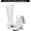 image:imageRuiee Extra Wide Calf Heeled Knee High Boots for Women  XWide Calf True Wide Width Gogo Boots Chunky Heeled Plus Size Classic VersatileWhite Pu 370