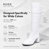 image:imageRuiee Extra Wide Calf Heeled Knee High Boots for Women  XWide Calf True Wide Width Gogo Boots Chunky Heeled Plus Size Classic VersatileWhite Pu 370