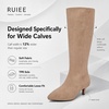 image:imageRuiee Extra Wide Calf Knee High Boots for Women  XWide Calf True Wide Width Kitten Heel Plus Size Classic Versatile ComfortBeige Mf 371