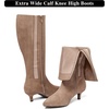 image:imageRuiee Extra Wide Calf Knee High Boots for Women  XWide Calf True Wide Width Kitten Heel Plus Size Classic Versatile ComfortBeige Mf 371