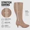 image:imageRuiee Extra Wide Calf Knee High Boots for Women  XWide Calf True Wide Width Kitten Heel Plus Size Classic Versatile ComfortBeige Mf 371