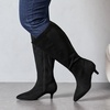 image:imageRuiee Extra Wide Calf Knee High Boots for Women  XWide Calf True Wide Width Kitten Heel Plus Size Classic Versatile ComfortBlack Mf 371