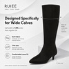 image:imageRuiee Extra Wide Calf Knee High Boots for Women  XWide Calf True Wide Width Kitten Heel Plus Size Classic Versatile ComfortBlack Mf 371