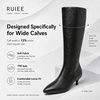 image:imageRuiee Extra Wide Calf Knee High Boots for Women  XWide Calf True Wide Width Kitten Heel Plus Size Classic Versatile ComfortBlack Pu 371