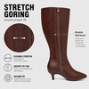 image:imageRuiee Extra Wide Calf Knee High Boots for Women  XWide Calf True Wide Width Kitten Heel Plus Size Classic Versatile ComfortBrown Pu 371