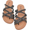 image:imageRuiee Womens Wide Width Falt Braided Sandals  Wide Width Sandals XWide Flip Flops Summer Comfort Slip On Slides BreathableBlack Pu 780