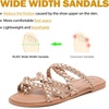 image:imageRuiee Womens Wide Width Falt Braided Sandals  Wide Width Sandals XWide Flip Flops Summer Comfort Slip On Slides BreathableGold Pu 780