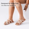 image:imageRuiee Womens Wide Width Falt Braided Sandals  Wide Width Sandals XWide Flip Flops Summer Comfort Slip On Slides BreathableNude Pu 780