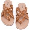 image:imageRuiee Womens Wide Width Falt Braided Sandals  Wide Width Sandals XWide Flip Flops Summer Comfort Slip On Slides BreathableTan Pu 8009