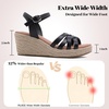 image:imageRuiee Womens Wide Width Wedge Sandals  Wide Width Summer Platform Espadrille Wedge Heels Ankle Strap Open ToeBlack 509