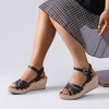 image:imageRuiee Womens Wide Width Wedge Sandals  Wide Width Summer Platform Espadrille Wedge Heels Ankle Strap Open ToeBlack 509