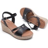 image:imageRuiee Womens Wide Width Wedge Sandals  Wide Width Summer Platform Espadrille Wedge Heels Ankle Strap Open ToeBlack 8014