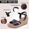 image:imageRuiee Womens Wide Width Wedge Sandals  Wide Width Summer Platform Espadrille Wedge Heels Ankle Strap Open ToeBlack 8014