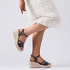 image:imageRuiee Womens Wide Width Wedge Sandals  Wide Width Summer Platform Espadrille Wedge Heels Ankle Strap Open ToeBlack 8014