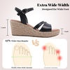 image:imageRuiee Womens Wide Width Wedge Sandals  Wide Width Summer Platform Espadrille Wedge Heels Ankle Strap Open ToeBlack 8014