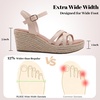 image:imageRuiee Womens Wide Width Wedge Sandals  Wide Width Summer Platform Espadrille Wedge Heels Ankle Strap Open ToeNude 509