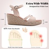 image:imageRuiee Womens Wide Width Wedge Sandals  Wide Width Summer Platform Espadrille Wedge Heels Ankle Strap Open ToeNude 8014