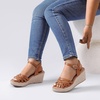 image:imageRuiee Womens Wide Width Wedge Sandals  Wide Width Summer Platform Espadrille Wedge Heels Ankle Strap Open ToeTan 509