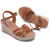 image:imageRuiee Womens Wide Width Wedge Sandals  Wide Width Summer Platform Espadrille Wedge Heels Ankle Strap Open ToeTan 509