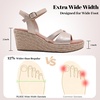 image:imageRuiee Womens Wide Width Wedge Sandals  Wide Width Summer Platform Espadrille Wedge Heels Ankle Strap Open ToeTaupe 8014