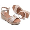 image:imageRuiee Womens Wide Width Wedge Sandals  Wide Width Summer Platform Espadrille Wedge Heels Ankle Strap Open ToeTaupe 8014