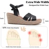 image:imageRuiee Womens Wide Width Wedge Sandals  Wide Width Summer Platform Espadrille Wedge Heels Bowknot Ankle Strap Dressy Wedding PromBlack 8011