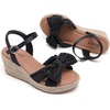image:imageRuiee Womens Wide Width Wedge Sandals  Wide Width Summer Platform Espadrille Wedge Heels Bowknot Ankle Strap Dressy Wedding PromBlack 9001