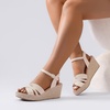 image:imageRuiee Womens Wide Width Wedge Sandals  Wide Width Summer Platform Espadrille Wedge Heels Bowknot Ankle Strap Dressy Wedding PromNude 8011
