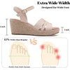 image:imageRuiee Womens Wide Width Wedge Sandals  Wide Width Summer Platform Espadrille Wedge Heels Bowknot Ankle Strap Dressy Wedding PromNude 8011