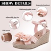 image:imageRuiee Womens Wide Width Wedge Sandals  Wide Width Summer Platform Espadrille Wedge Heels Bowknot Ankle Strap Dressy Wedding PromNude 9001