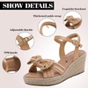 image:imageRuiee Womens Wide Width Wedge Sandals  Wide Width Summer Platform Espadrille Wedge Heels Bowknot Ankle Strap Dressy Wedding PromTan 9001
