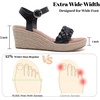 image:imageRuiee Womens Wide Width Wedge Sandals  Wide Width Summer Platform Espadrille Wedge Heels Braided Ankle Strap DressyBlack 0903