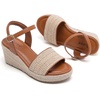 image:imageRuiee Womens Wide Width Wedge Sandals  Wide Width Summer Platform Espadrille Wedge Heels Braided Ankle Strap DressyBrown 1103