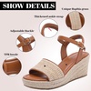image:imageRuiee Womens Wide Width Wedge Sandals  Wide Width Summer Platform Espadrille Wedge Heels Braided Ankle Strap DressyBrown 1103