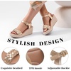 image:imageRuiee Womens Wide Width Wedge Sandals  Wide Width Summer Platform Espadrille Wedge Heels Braided Ankle Strap DressyGold 0903