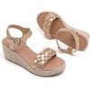 image:imageRuiee Womens Wide Width Wedge Sandals  Wide Width Summer Platform Espadrille Wedge Heels Braided Ankle Strap DressyGold 0903