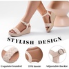 image:imageRuiee Womens Wide Width Wedge Sandals  Wide Width Summer Platform Espadrille Wedge Heels Braided Ankle Strap DressyNude 0903