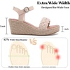image:imageRuiee Womens Wide Width Wedge Sandals  Wide Width Summer Platform Espadrille Wedge Heels Braided Ankle Strap DressyNude 0903