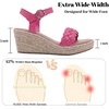 image:imageRuiee Womens Wide Width Wedge Sandals  Wide Width Summer Platform Espadrille Wedge Heels Braided Ankle Strap DressyPink 0903