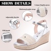 image:imageRuiee Womens Wide Width Wedge Sandals  Wide Width Summer Platform Espadrille Wedge Heels Braided Ankle Strap DressySilver 1103