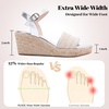 image:imageRuiee Womens Wide Width Wedge Sandals  Wide Width Summer Platform Espadrille Wedge Heels Braided Ankle Strap DressySilver 1103