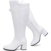 image:imageRuiee Extra Wide Calf Heeled Knee High Boots for Women  XWide Calf True Wide Width Gogo Boots Chunky Heeled Plus Size Classic VersatileWhite Pu 370