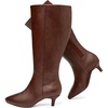 image:imageRuiee Extra Wide Calf Knee High Boots for Women  XWide Calf True Wide Width Kitten Heel Plus Size Classic Versatile ComfortBrown Pu 371
