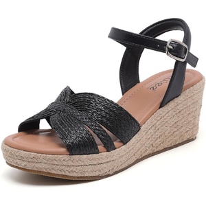 image:imageRuiee Womens Wide Width Wedge Sandals  Wide Width Summer Platform Espadrille Wedge Heels Bowknot Ankle Strap Dressy Wedding PromBlack 8011