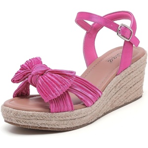image:imageRuiee Womens Wide Width Wedge Sandals  Wide Width Summer Platform Espadrille Wedge Heels Bowknot Ankle Strap Dressy Wedding PromPink 9001